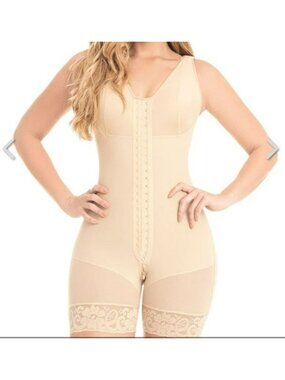 M&D Womens Beige Full-Body Shapewear With Hook & Eye Closure Size 2XL